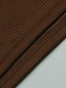 Manfinity Homme Setelan Kemeja Polo dan Celana Pendek Pria Warna Polos, Kasual & Minimalis untuk Pemakaian Sehari-hari - Coffee Brown - View 7