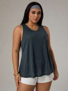 Rhythm Era Women's Sleeveless Round Neck Comfortable Breathable Summer Sports Tank Top - Navy Blue - View 3