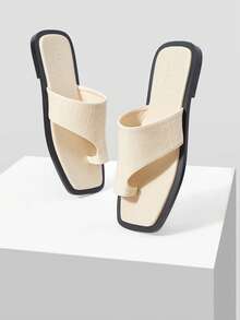 MOTF PREMIUM DAMENSCHUHE NEU MODISCHE FRANZÖSISCHE STEIN-MUSTER SET ZEHENFLATTSOHLE QUADRATISCHE ZEHENRIEMCHENSANDALEN, VIELSEITIG, KOMFORTABEL UND LEICHT, SCHLUPF-ON RESORT-STIL, HOCHWERTIGE FEE-STIL ELEGANTE TEMPERAMENT SANDALEN - cremefarben - Übersicht 3