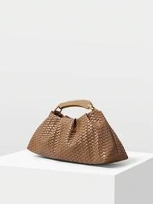 MOTF PREMIUM LADIES PU WOVEN EMBOSSED, FINE HARDWARE, HANDBAG - Brown braid - View 2