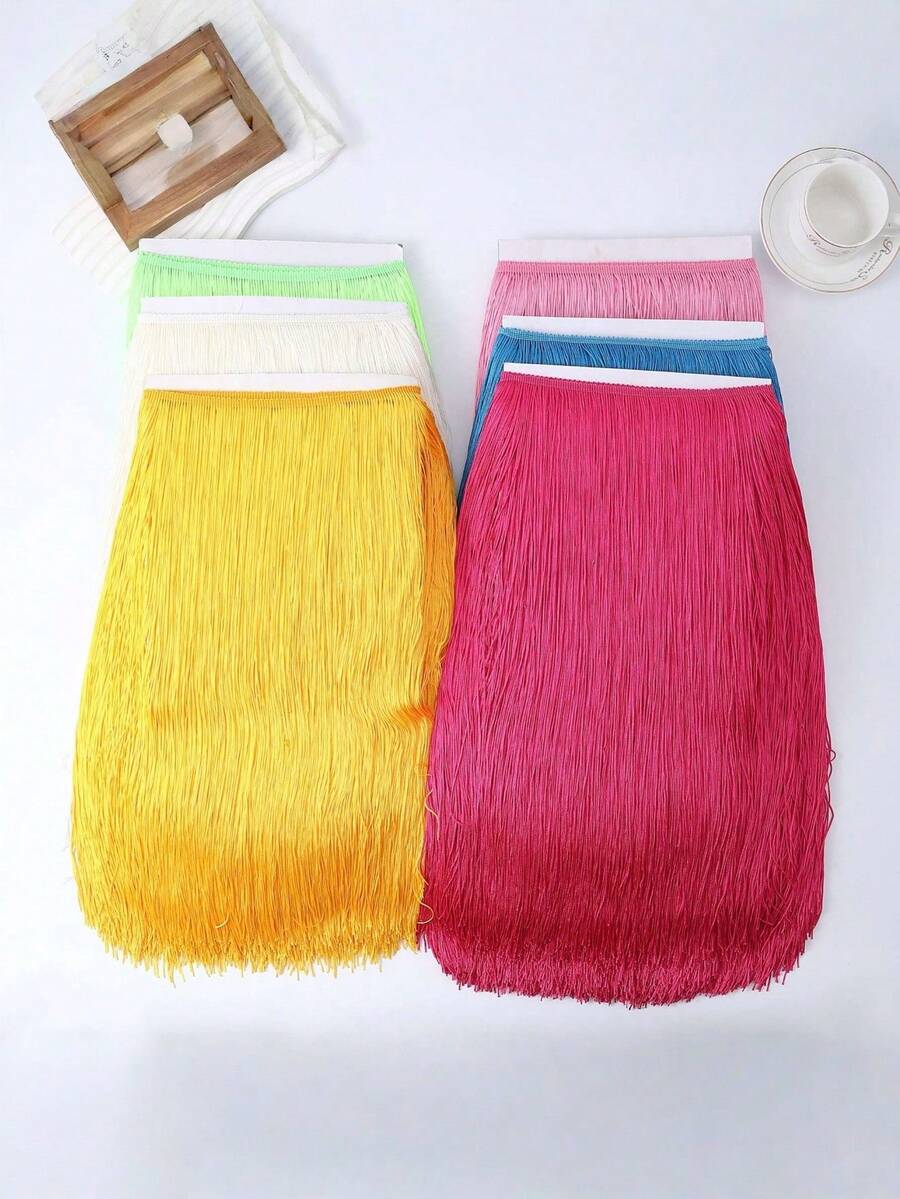 1 Yard 50cm Width Polyester Tassel Lace Trim Fringe Edging For Latin Dance Costume DIY Sewing Curtain Home Decor Textile Craft Supply Festival Decoration Available In Multiple Colors - Multicolor - View 1
