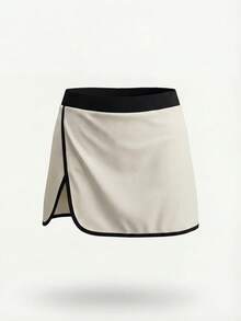 SHEIN Cheerettes Women's Contrast Color Trim Casual Summer Daily Versatile Outdoor Skirt Shorts - White - View 2