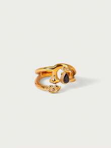 Glisma Anillo con diseño geométrico elegante y retro de moda - Dorado - Ver 5