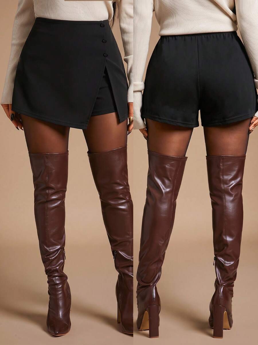 SHEIN SXY Váy quần nữ màu đen kiểu công sở thường ngày.