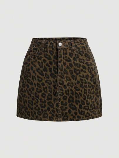 SHEIN MOD Women's Mini Red Cotton Casual Denim Skirt