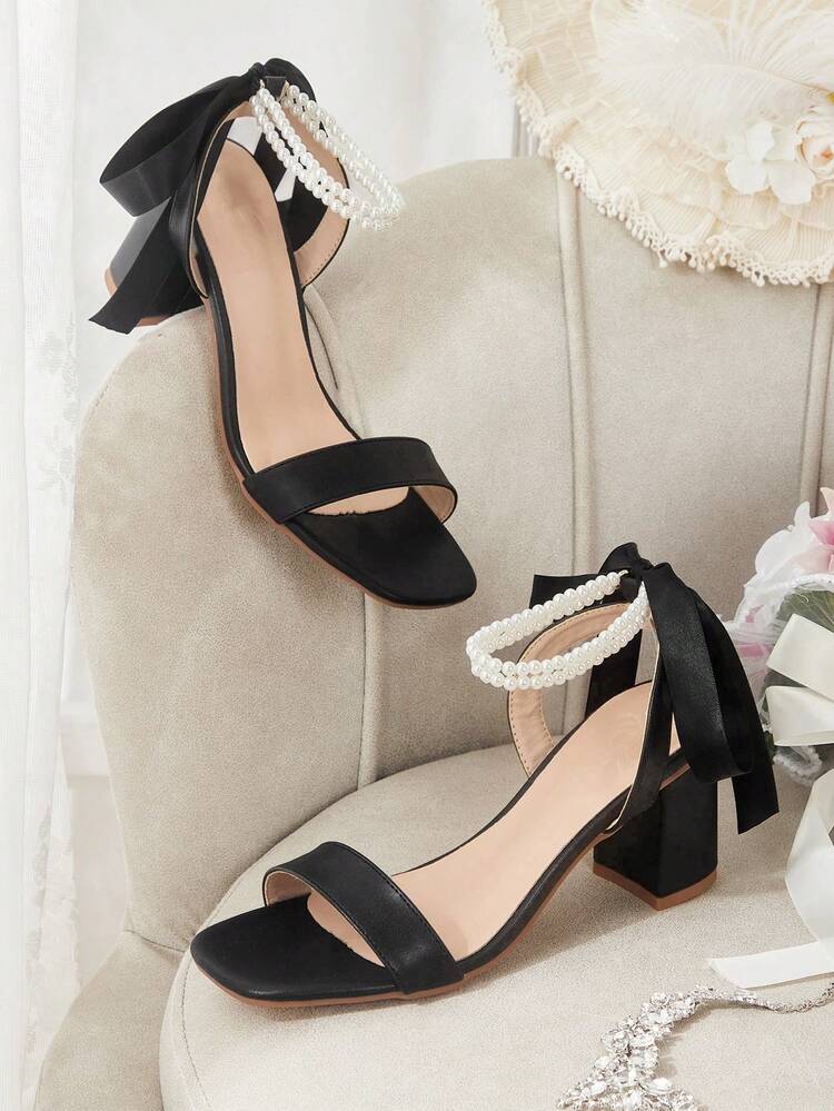 CUCCOO HITCHD Women's Fashion, Pearl Decoration, Cloth And Women's High-Heeled Sandals, Suitable For Daily Activities And Other Activities