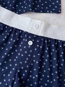 Tween Girls Ditsy Floral Knit Tank Top And Shorts Co-Ord Set - Navy Blue - View 5