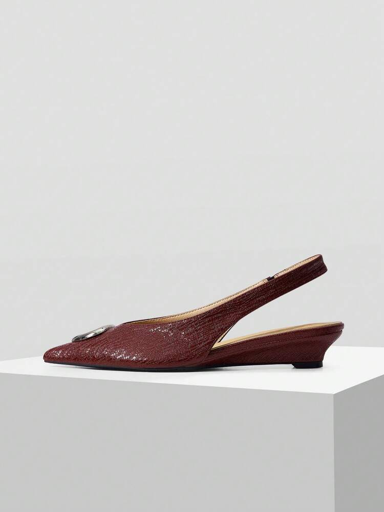 WOMEN'S ELEGANT DAILY SLINGBACK COMMUTE METAL DECOR WEDGE LOAFERS FOR CHRISTMAS