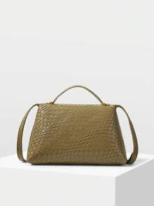 MOTF PREMIUM LADIES HANDBAG, STYLISH PU WOVEN EMBOSSED, EXQUISITE BUCKLE HANDBAG, VERSATILE FOR DAILY COMMUTING AND VACATION - Olive Green - View 4