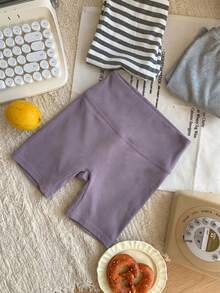 Dazy Kids Young Girl Solid Color Casual Skinny Shorts Summer - Purple - View 5