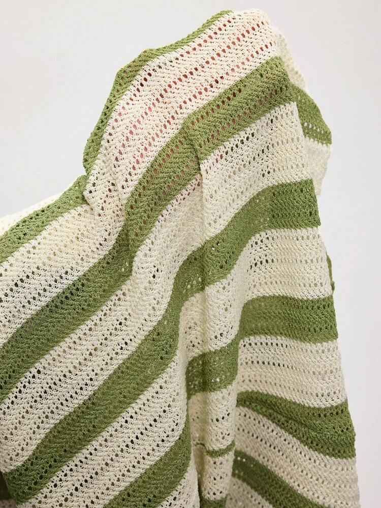 SHEIN Maija 여성 캐주얼 스트라이프 캐미솔 니트 드레스, 여름