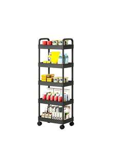 2 Pieces Multi-Layer Roller Storage Cart - Compact Design Saves Space, Sturdy Plastic Construction, Suitable For Kitchens, Bathrooms, Bedrooms, Offices, Warehouses, Garages - Easy To Assemble, Multi-Functional Multi-Layer Shelf, Home Storage Rack - Multicolor - View 5