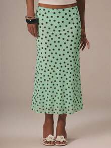 MUSERA 网纱波点趣味可爱少女风夏季半身裙，适合毕业季、假期、工作、办公室、返校季、派对、情人节、春季等场合穿着。 - 綠色 - 查看 3