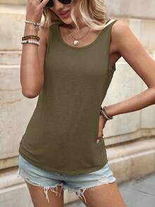 EMERY ROSE Áo kiểu hở lưng thời trang nữ, áo vest cổ chữ U dáng casual - Màu nâu  Mocha - Xem 4