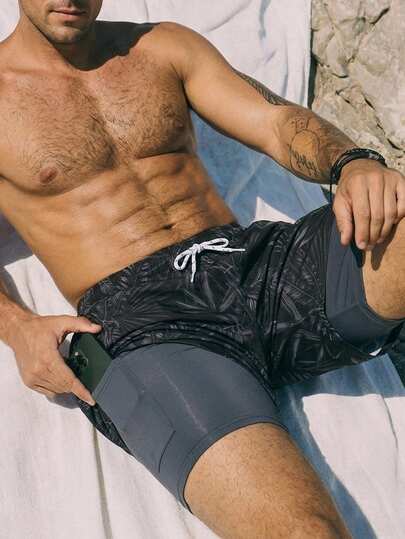 Solantero Men Printed Drawstring Beach Shorts For Spring/Summer Holiday
