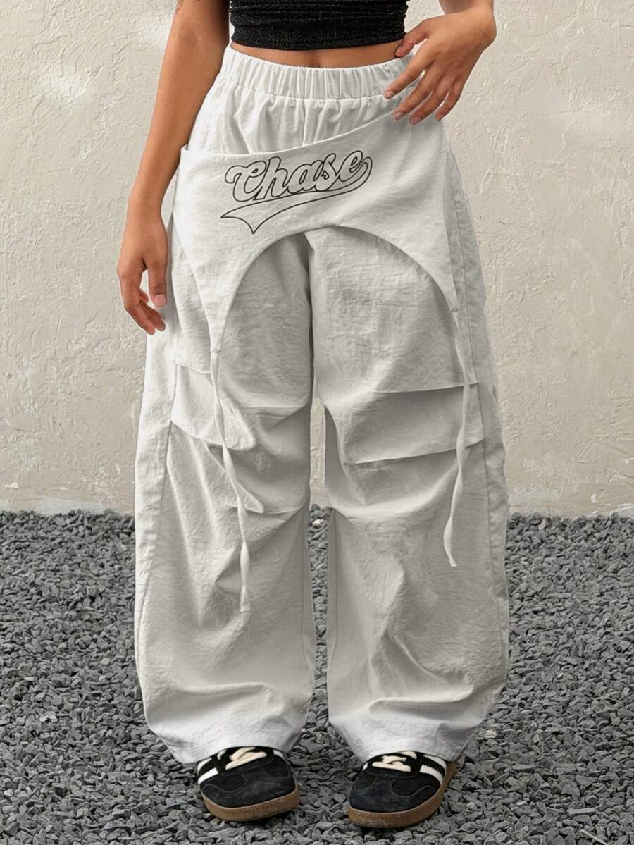 Coolane Kids Tween Girls Summer Streetwear Y2K Music Festival Grey Color-Blocked Parachute Pants - Grey - View 1
