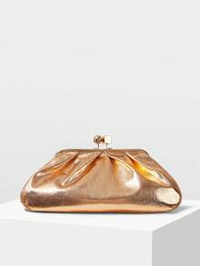 MOTF PREMIUM Túi xách cầm tay xếp ly đính sequin thời trang, túi dự tiệc sang trọng. - Vàng - Xem 5