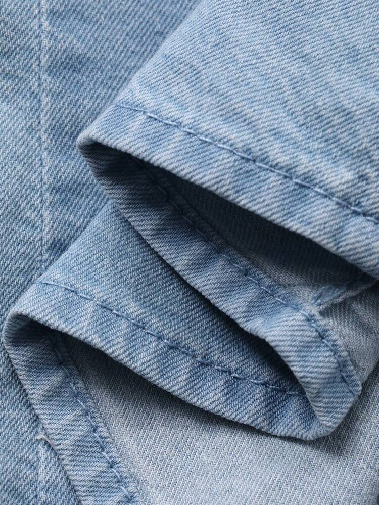 Women's Summer Lapel Sleeveless Open Front Tie-Up Casual Denim Blouse
