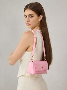 MOTF PREMIUM LADIES SLANTED SHOULDER BAG, EXQUISITE AND SIMPLE COMMUTER HANDBAG - Pink - View 8