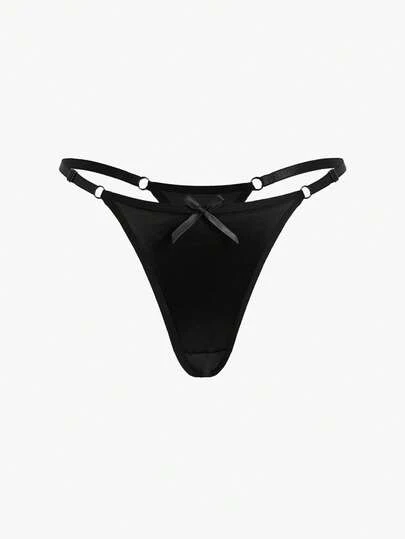 Bisouelle 1pc Adjustable Bow Tie Thong Panty, Sexy & Comfortable For Sports/Yoga