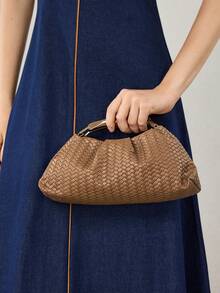 MOTF PREMIUM LADIES PU WOVEN EMBOSSED, FINE HARDWARE, HANDBAG - Brown braid - View 9