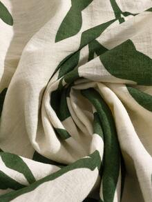 EMERY ROSE 加大码绿叶印花连体裤，象牙色底色搭配深绿色叶子，吊带高腰阔腿裤，拉长身形，轻盈飘逸，适合日常、度假、休闲通勤。 - 白色 - 查看 6