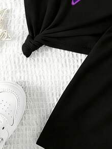 2件套女童KOPO T恤短裤套装，舒适休闲，个性百搭，适合春、夏、秋、冬四季穿着，尺码4-7岁。 - 白色 - 查看 5