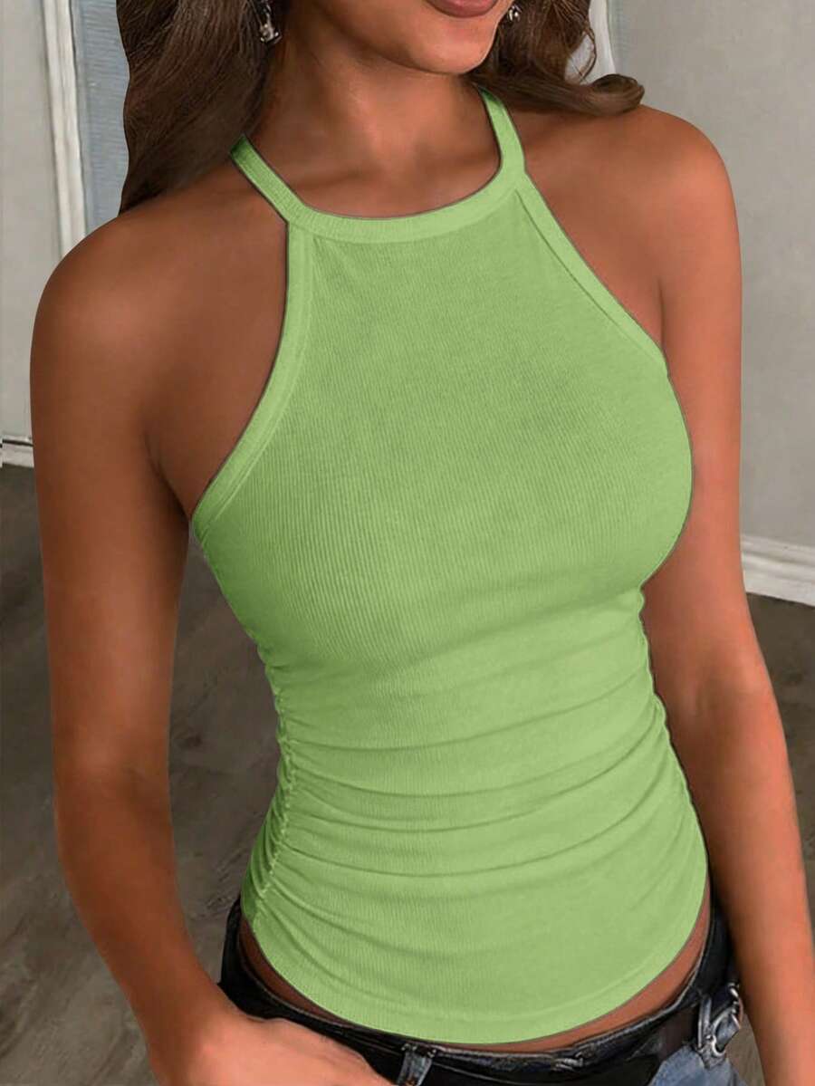 Slaydiva Áo tank top nữ màu trắng trơn, cổ tròn, lưng chữ Y, kiểu dáng trễ vai, cơ bản, đa năng, phong cách thường ngày, hợp xu hướng Xuân/Hè 2026. Thích hợp cho các buổi hẹn hò, ngày Valentine, mùa cưới, tiệc tùng, câu lạc bộ gợi cảm, thể thao, yoga, kỳ nghỉ, bãi biển, phong cách boho, bãi biển đầy cát, trở lại trường học, đi chơi hàng ngày, tiệc tùng, tiệc trà chiều, trang phục ăn sáng muộn, trang phục sân bay. - màu xanh lá - Xem 1
