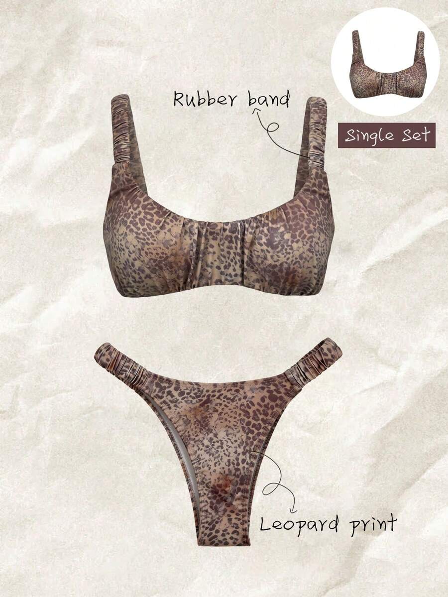 Elavelle Women's Random Print Ruched Bikini Top, Spring/Summer - Multicolor - View 1