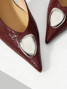 MOTF PREMIUM WOMEN'S ELEGANT DAILY SLINGBACK COMMUTE METAL DECOR WEDGE LOAFERS FOR CHRISTMAS - Redwood - View 6