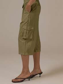 MUSERA Cargo Tie Waist Capri Pants Spring Summer Cute Cosy Cottage Core Spring Dew Casual - Khaki - View 3
