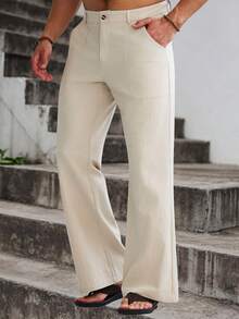VENTUSAIL 男士卡其色喇叭直筒裤 - 卡其色 - 查看 1