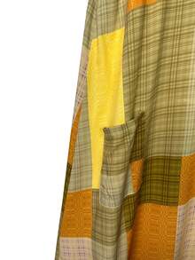 Rusticease Plus Size Color Block Minimalist Round Neck Short Sleeve Dress - Multicolor - View 4