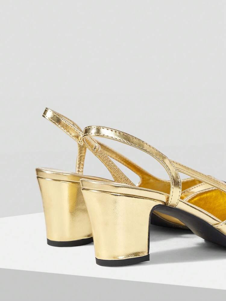 WOMEN SHOES NEW EUROPEAN AND AMERICAN STYLE SIDE AIR SPLICING ROUND TOE MEDIUM THICK HEEL SHOES, GOLD VERSATILE, COMFORTABLE, CASUAL, ELEGANT AND FASHIONABLE CLASSIC HIGH HEELS