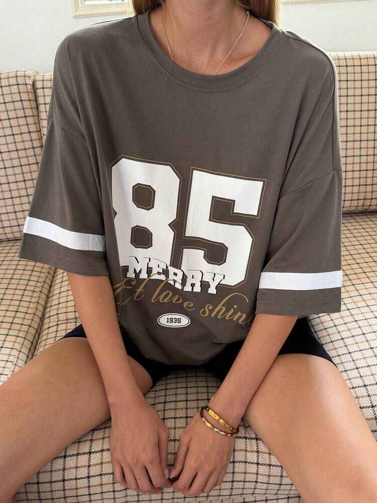 Women's Summer Round Neck Letter Print Loose Casual Short Sleeve Street T-Shirt