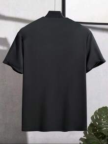 NEOREFINED 男士字母条纹印花圆领短袖休闲T恤 - 灰色 - 查看 2