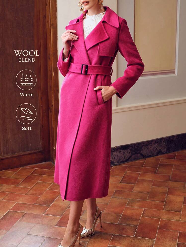 ZEYLAH LAPEL COLLAR BUCKLE BELTED OVERCOAT
