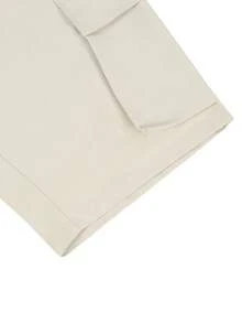 Manfinity Roghcode Beige shorts med haklapp för män, mångsidig jumpsuit i amerikansk retrostil - Beige - Visa 8