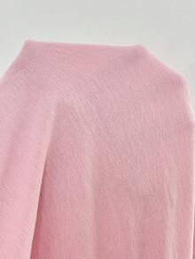 Solflare Women Plus Size Summer Everyday Loose Pants,Smart Casual Pastel Pink Drapey Textured Long Trousers With Pockets,Forgiving Waistband Streetwear - Baby Pink - View 7