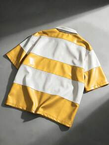 ROMWE MEN Street Life Men's Striped Loose Fit POLO Shirt - Multicolor - View 3