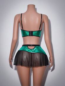 3pcs Women's Sexy Lingerie Set, Including Sexy Bra, Panties, And Waist Skirt - Dark Green - View 8