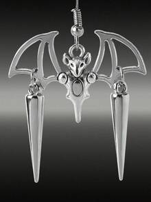 1 Pair Of Personalized Gothic Cool Silver Bat Rivets Daily Travel With Women's Earrings - Silver - View 2