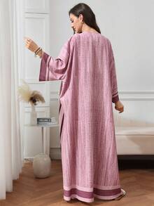 SHEIN Najma Đầm nữ cổ chữ V in họa tiết kẻ caro, kiểu dáng thanh lịch Ả Rập. - Nhiều màu - Xem 2