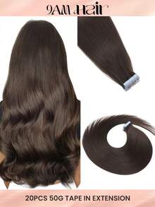 20pcs Straight Tape In 100% Human Hair Extension For Salon Silky Seamless Invisible Natural Dark Brown For Thin Hair Woman Natural Look Top Quality Dark Brown Color Tape In Hair Tape Ins Hair Extensions - S2 - View 16