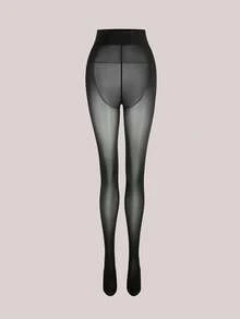Veilyse 1件女士亮泽闪亮马海毛连裤袜 - 黑色 - 查看 2