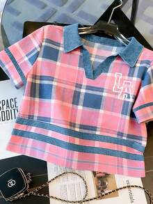 Franclia Fitted Polo Collar Short Sleeve Top + Casual Shorts Set - Multicolor - View 6