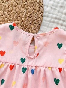 SHEIN Vintaside Kids 女嬰幼童/新生兒 0-3 歲 春夏休閒百搭可愛甜美俏皮荷葉袖洋裝 日常穿著與外出適用 - 彩色 - 查看 6
