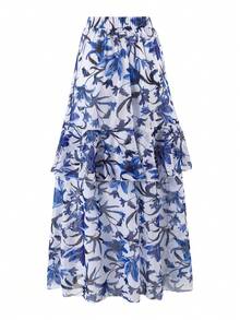 Bonvoyette Deep V-Neck Printed Tie-Waist One-Piece Swimsuit With Mesh Printed Skirt, Women Premium Set - Multicolor - View 8