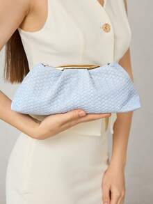 MOTF PREMIUM LADIES PU WOVEN EMBOSSED, FINE HARDWARE, HANDBAG - Light blue braid - View 9