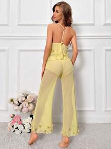 Crystal Vow Bộ đồ ngủ nữ trang trí hình bướm 3D. - Màu vàng - Xem 2